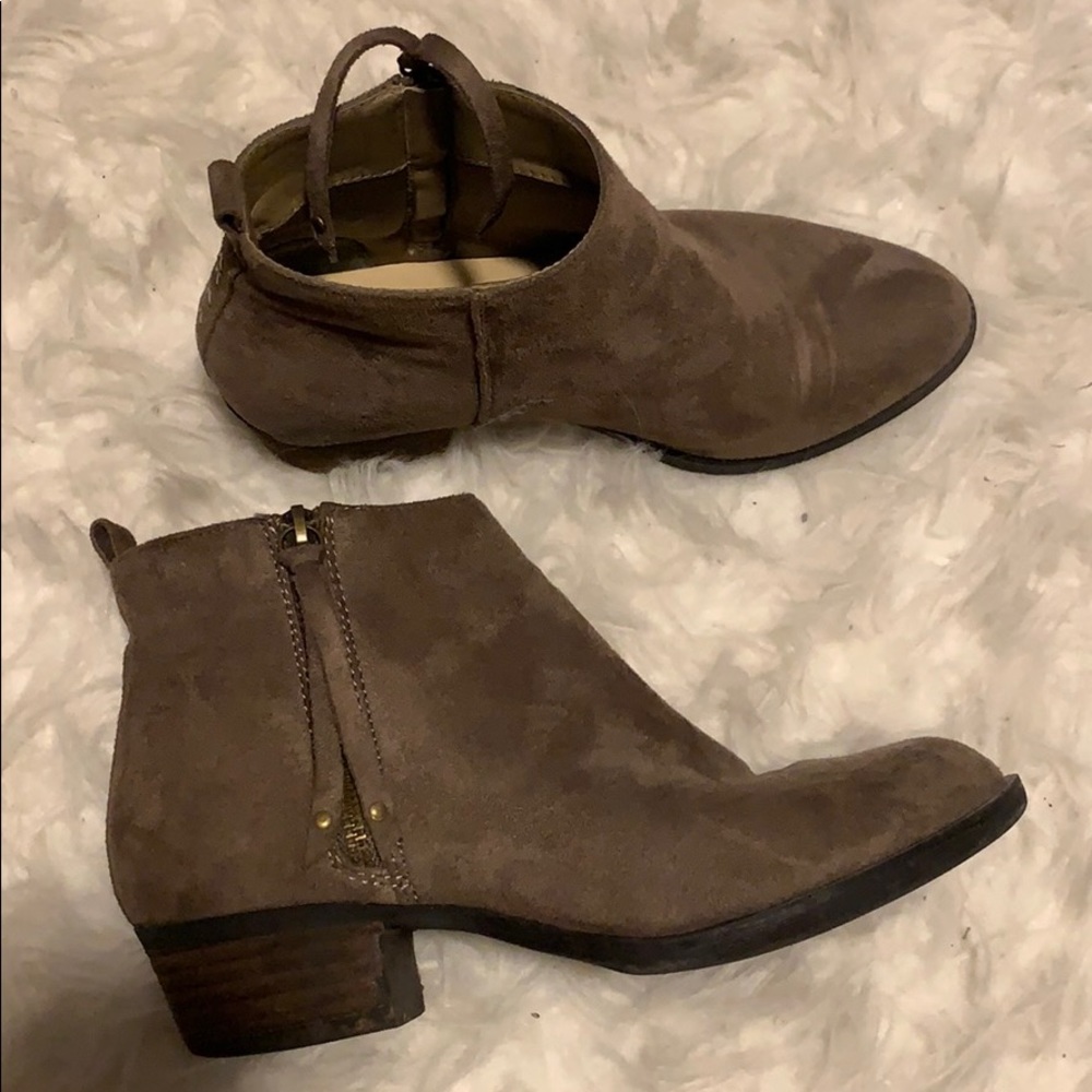 Brown suede booties